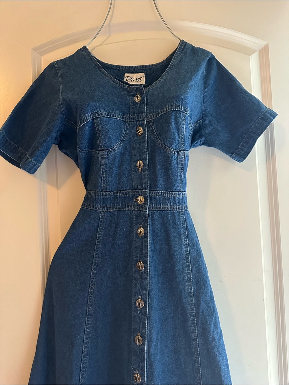 Disset Dark Blue Denim Button-Front Midi Dress - Picture 2 of 5